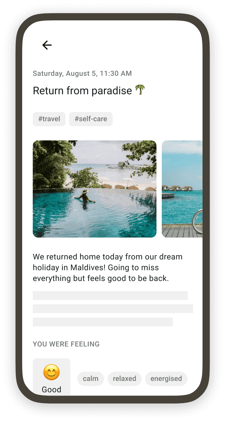 Screenshot of the journal feature