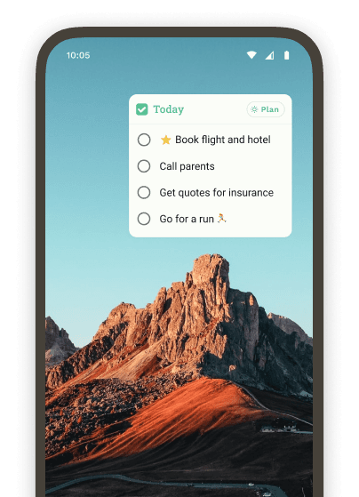 Widget to show today's tasks