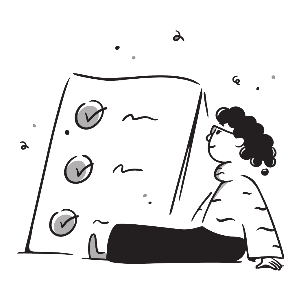 Illustration of a woman organising her life with lists