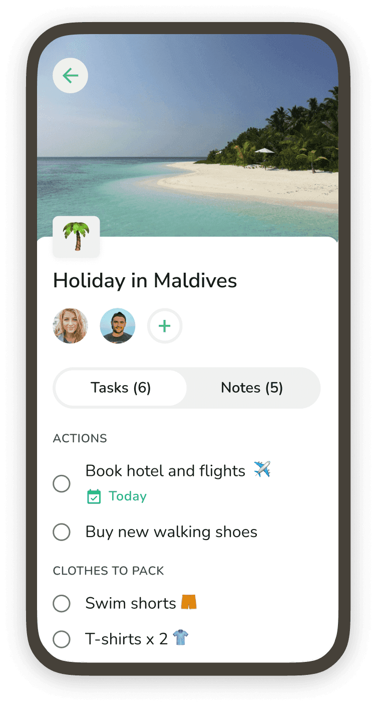 Screenshot of creating a trip list in Do Everything