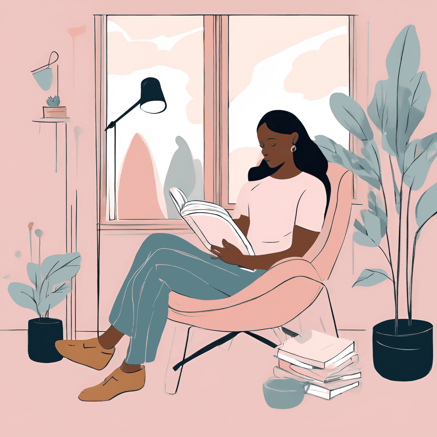 Illustration of a person reflecting