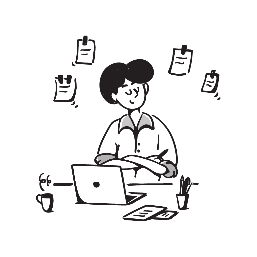 Illustration of a professional working productively at their desk