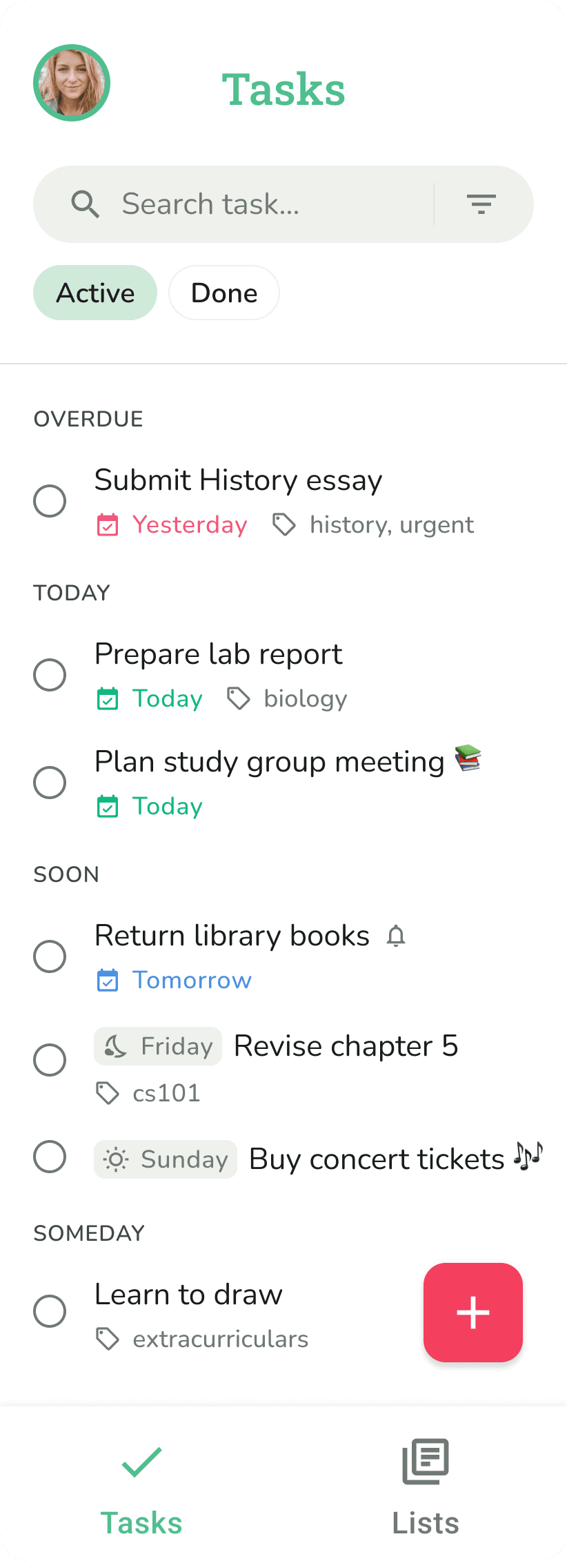 Phone screenshot showing task creation with a due date