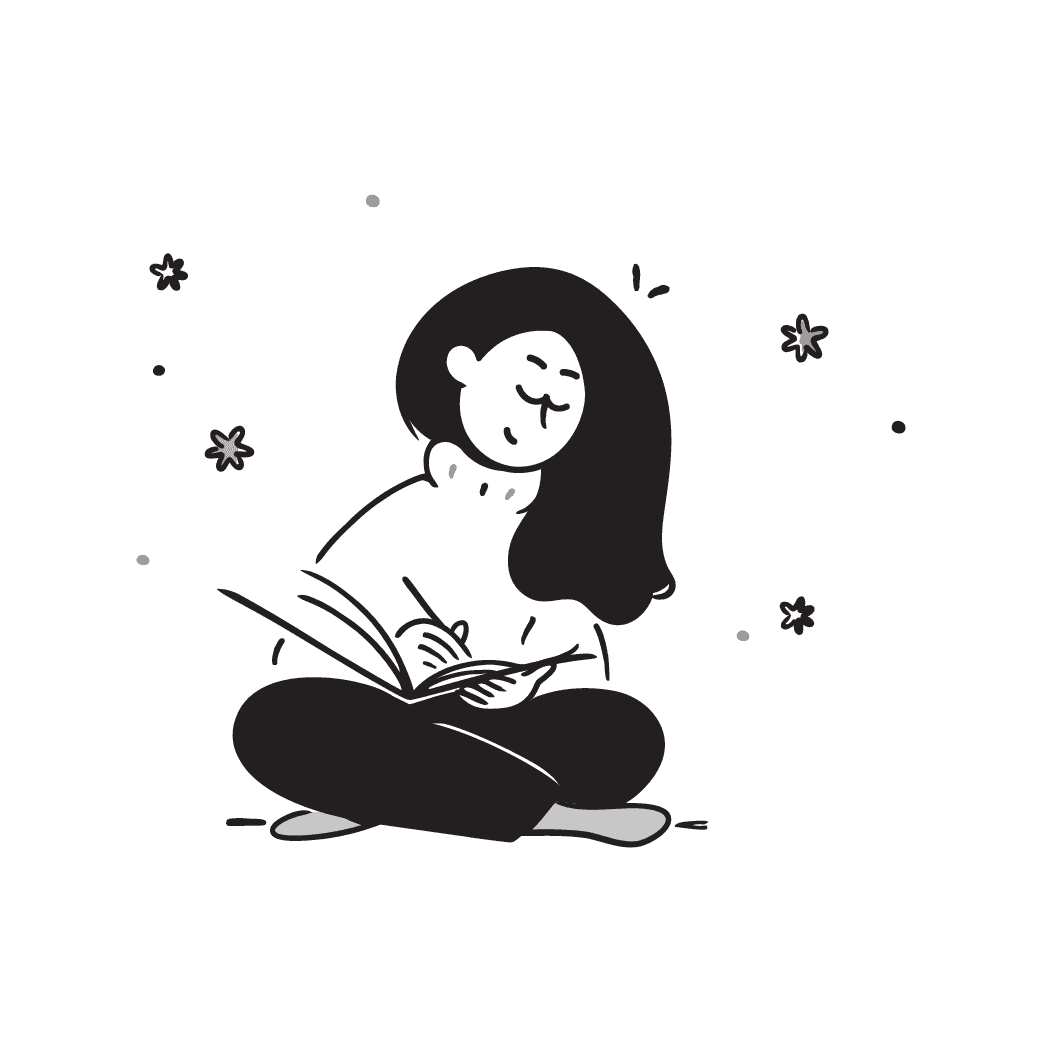 Illustration of a person journalling peacefully